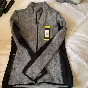 NWT Heathered gray and black zip up sweater without hood. Size small
